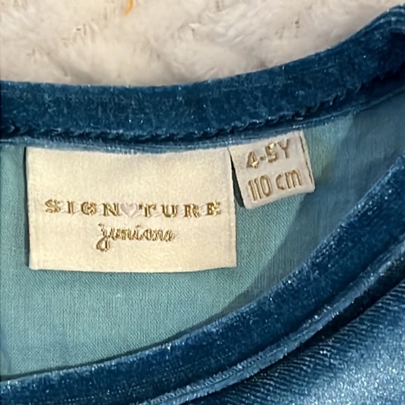 Signature Girls Teal Velour Floral Dress with lining Size 4-5Y NEW Easter Pretty - Picture 3 of 6